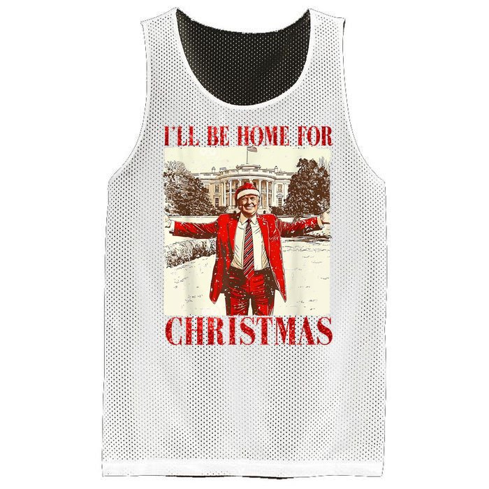 Ill Be Home For Christmas Santa Trump Funny Holiday Mesh Reversible Basketball Jersey Tank