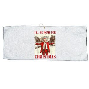 Ill Be Home For Christmas Santa Trump Funny Holiday Large Microfiber Waffle Golf Towel