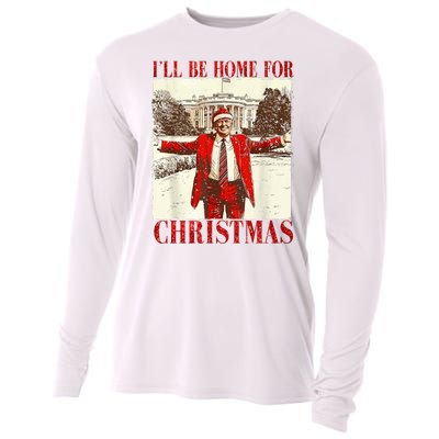 Ill Be Home For Christmas Santa Trump Funny Holiday Cooling Performance Long Sleeve Crew