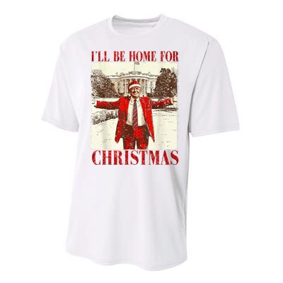 Ill Be Home For Christmas Santa Trump Funny Holiday Performance Sprint T-Shirt