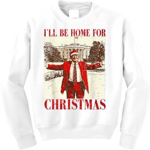 Ill Be Home For Christmas Santa Trump Funny Holiday Kids Sweatshirt