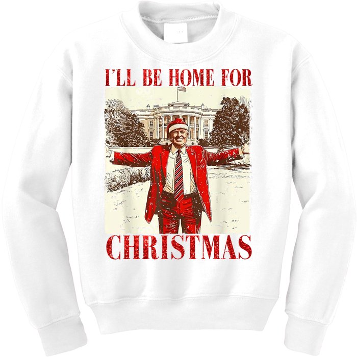 Ill Be Home For Christmas Santa Trump Funny Holiday Kids Sweatshirt