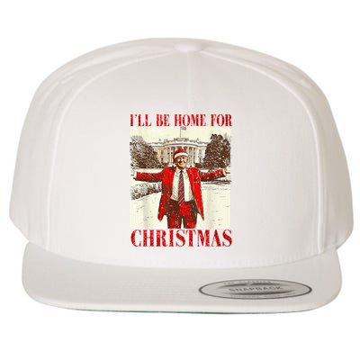 Ill Be Home For Christmas Santa Trump Funny Holiday Wool Snapback Cap