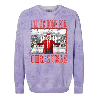 Ill Be Home For Christmas Santa Funny Trump Xmas Pajamas Colorblast Crewneck Sweatshirt