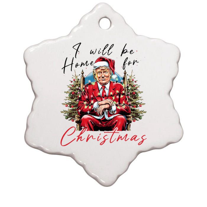 ILl Be Home For Christmas Funny Santa Trump Xmas Pajamas Ceramic Star Ornament