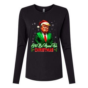 ILl Be Home For Christmas Funny Santa Claus Trump 2024 Womens Cotton Relaxed Long Sleeve T-Shirt