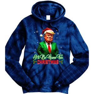 ILl Be Home For Christmas Funny Santa Claus Trump 2024 Tie Dye Hoodie