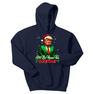 ILl Be Home For Christmas Funny Santa Claus Trump 2024 Kids Hoodie