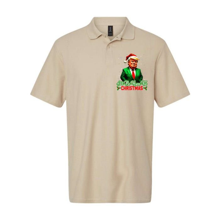 ILl Be Home For Christmas Funny Santa Claus Trump 2024 Softstyle Adult Sport Polo