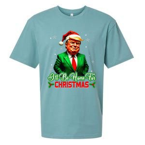 ILl Be Home For Christmas Funny Santa Claus Trump 2024 Sueded Cloud Jersey T-Shirt