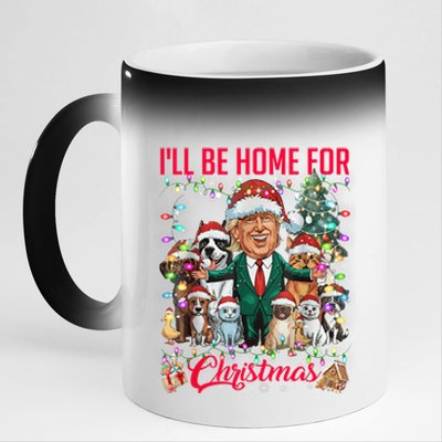 Ill Be Home For Christmas Funny Trump Pets Dog Cat Xmas 11oz Black Color Changing Mug