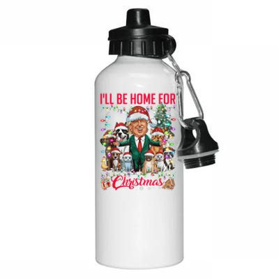 Ill Be Home For Christmas Funny Trump Pets Dog Cat Xmas Aluminum Water Bottle