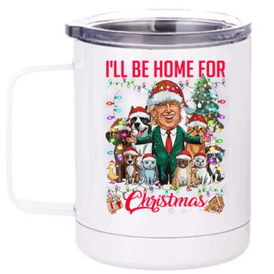 Ill Be Home For Christmas Funny Trump Pets Dog Cat Xmas 12 oz Stainless Steel Tumbler Cup