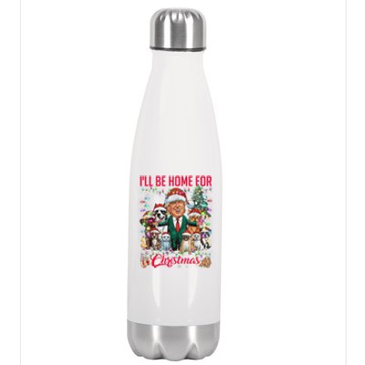 Ill Be Home For Christmas Funny Trump Pets Dog Cat Xmas Stainless Steel Insulated Water Bottle