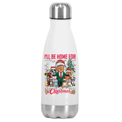 Ill Be Home For Christmas Funny Trump Pets Dog Cat Xmas Stainless Steel Insulated Water Bottle