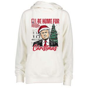 ILl Be Home For Christmas Funny Santa Trump Xmas Pajamas Womens Funnel Neck Pullover Hood