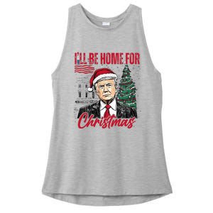 ILl Be Home For Christmas Funny Santa Trump Xmas Pajamas Ladies PosiCharge Tri-Blend Wicking Tank