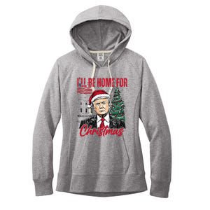 ILl Be Home For Christmas Funny Santa Trump Xmas Pajamas Women's Fleece Hoodie