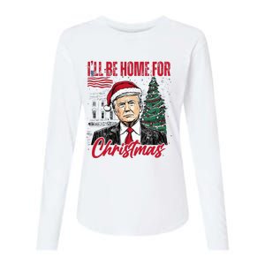 ILl Be Home For Christmas Funny Santa Trump Xmas Pajamas Womens Cotton Relaxed Long Sleeve T-Shirt