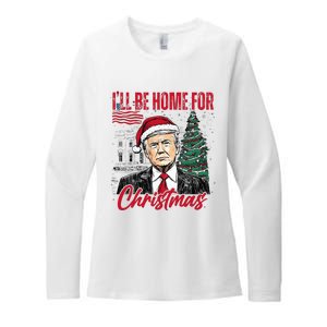 ILl Be Home For Christmas Funny Santa Trump Xmas Pajamas Womens CVC Long Sleeve Shirt