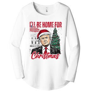 ILl Be Home For Christmas Funny Santa Trump Xmas Pajamas Women's Perfect Tri Tunic Long Sleeve Shirt