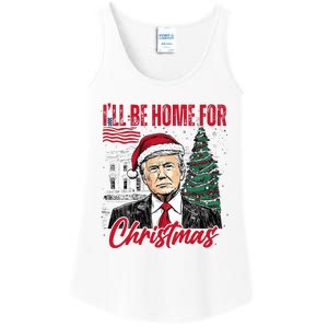 ILl Be Home For Christmas Funny Santa Trump Xmas Pajamas Ladies Essential Tank