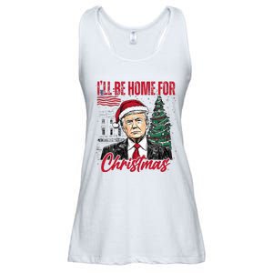 ILl Be Home For Christmas Funny Santa Trump Xmas Pajamas Ladies Essential Flowy Tank