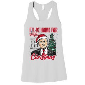 ILl Be Home For Christmas Funny Santa Trump Xmas Pajamas Women's Racerback Tank