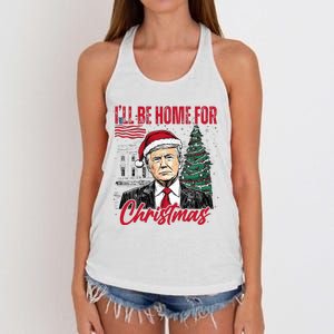 ILl Be Home For Christmas Funny Santa Trump Xmas Pajamas Women's Knotted Racerback Tank