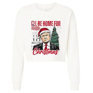 ILl Be Home For Christmas Funny Santa Trump Xmas Pajamas Cropped Pullover Crew