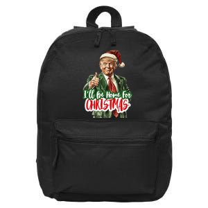 ILl Be Home For Christmas Funny Santa Claus Trump 2024 Gift 16 in Basic Backpack