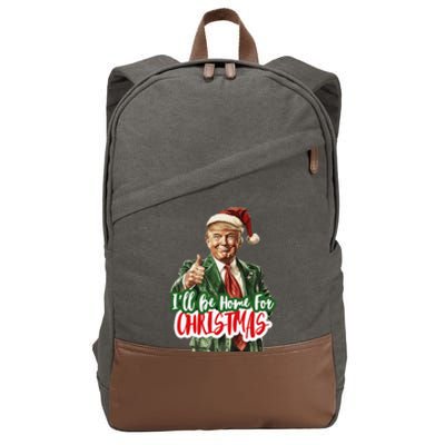 ILl Be Home For Christmas Funny Santa Claus Trump 2024 Gift Cotton Canvas Backpack