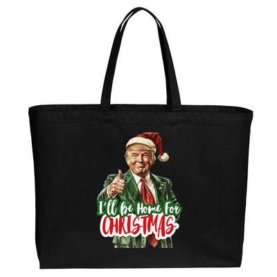 ILl Be Home For Christmas Funny Santa Claus Trump 2024 Gift Cotton Canvas Jumbo Tote