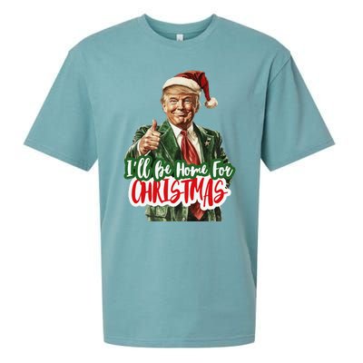 ILl Be Home For Christmas Funny Santa Claus Trump 2024 Gift Sueded Cloud Jersey T-Shirt