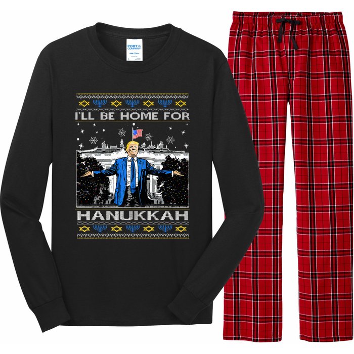 ILl Be Home For Hanukkah Funny Trump Christmas Ugly Long Sleeve Pajama Set