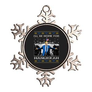 ILl Be Home For Hanukkah Funny Trump Christmas Ugly Metallic Star Ornament