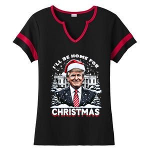 I’Ll Be Home For Christmas Trump Xmas Funny 2024 Gift Ladies Halftime Notch Neck Tee