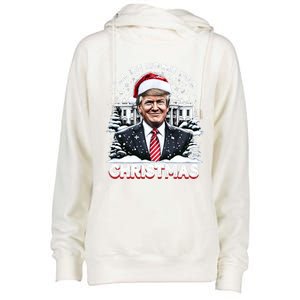 I’Ll Be Home For Christmas Trump Xmas Funny 2024 Gift Womens Funnel Neck Pullover Hood