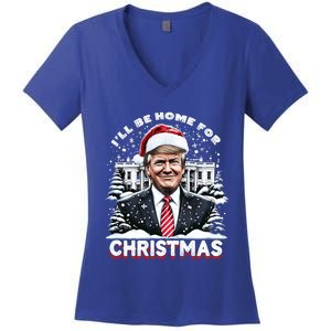 I’Ll Be Home For Christmas Trump Xmas Funny 2024 Gift Women's V-Neck T-Shirt