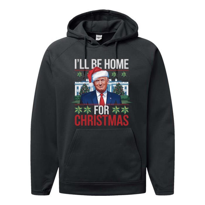 Ill Be Home For Christmas Funny Trump Ugly Christmas Performance Fleece Hoodie