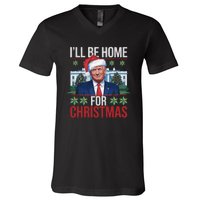 Ill Be Home For Christmas Funny Trump Ugly Christmas V-Neck T-Shirt