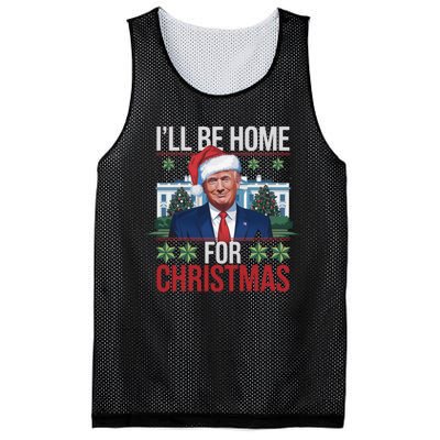 Ill Be Home For Christmas Funny Trump Ugly Christmas Mesh Reversible Basketball Jersey Tank