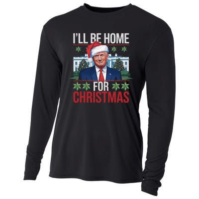 Ill Be Home For Christmas Funny Trump Ugly Christmas Cooling Performance Long Sleeve Crew