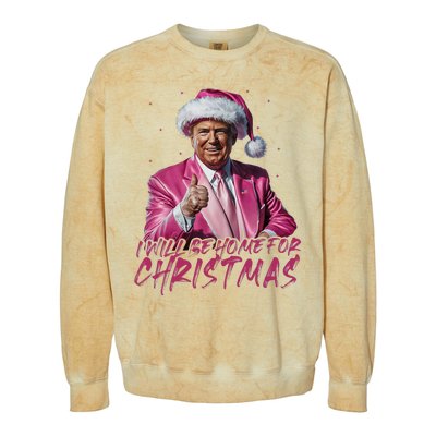 ILl Be Home For Christmas Funny Santa Trump Xmas Pajamas Colorblast Crewneck Sweatshirt