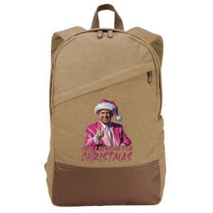 ILl Be Home For Christmas Funny Santa Trump Xmas Pajamas Cotton Canvas Backpack