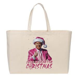 ILl Be Home For Christmas Funny Santa Trump Xmas Pajamas Cotton Canvas Jumbo Tote