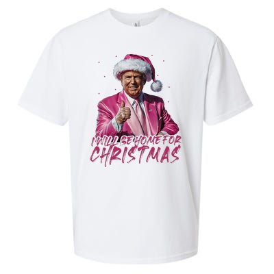 ILl Be Home For Christmas Funny Santa Trump Xmas Pajamas Sueded Cloud Jersey T-Shirt