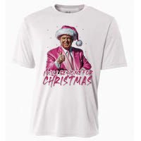 ILl Be Home For Christmas Funny Santa Trump Xmas Pajamas Cooling Performance Crew T-Shirt