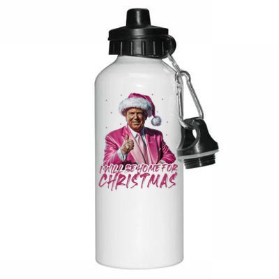 ILl Be Home For Christmas Funny Santa Trump Xmas Pajamas Aluminum Water Bottle 