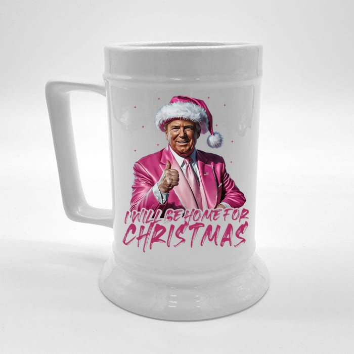 ILl Be Home For Christmas Funny Santa Trump Xmas Pajamas Beer Stein